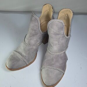 Mata Shoes Women's Gray Suede Cutout Braided Block Heel Booties Size 10